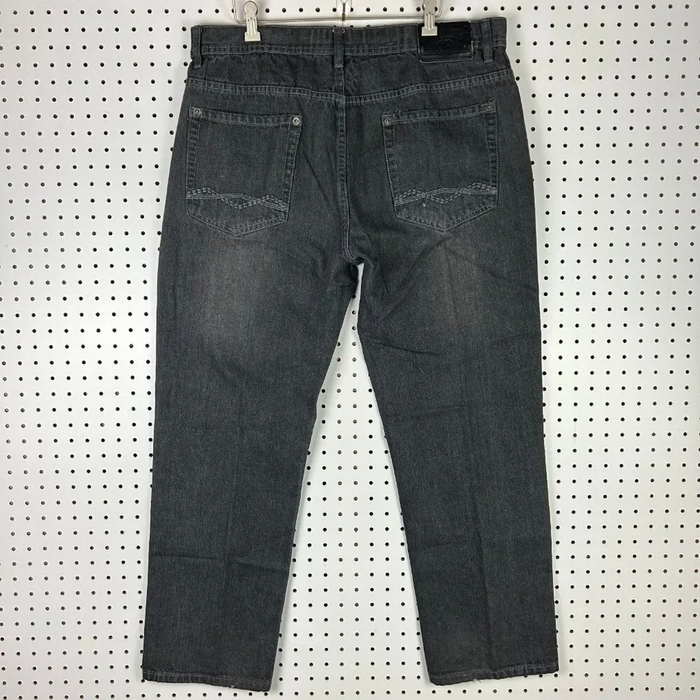 Southpole Black Gothic Y2K Baggy Jeans 38x30 Streetwear Skate Wide Leg Denim 90s